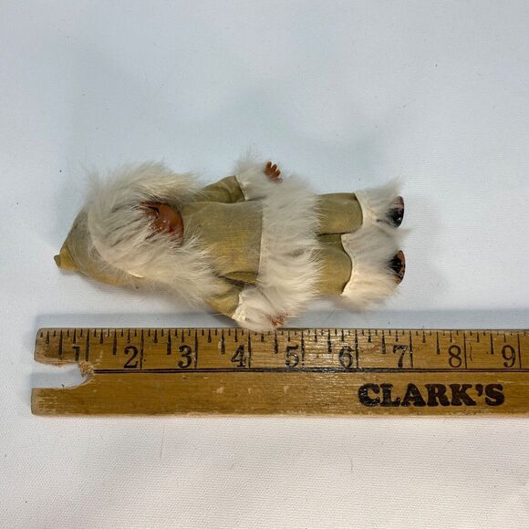 Vtg Small Inuit Plastic Doll Faux Leather White Fur Trim Clothing Standing 6.5" - Picture 8 of 10